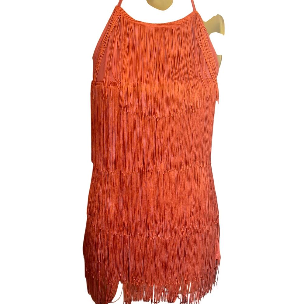 Cami String Halter Romper Jumpsuit Burnt Orange Women's Large Sexy Costume Cute